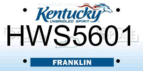 HWS5601 Kentucky License Plate