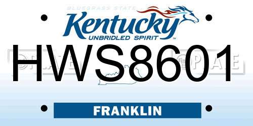 HWS8601 Kentucky License Plate