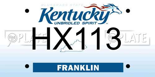 HX113 Kentucky License Plate