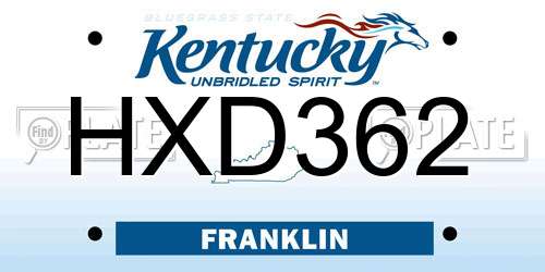 HXD362 Kentucky License Plate