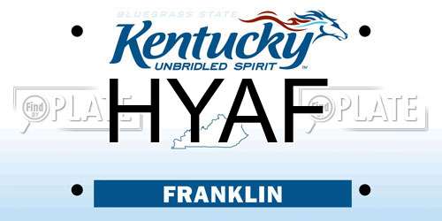 HYAF Kentucky License Plate