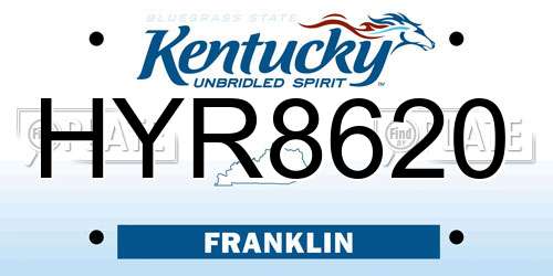 HYR8620 Kentucky License Plate