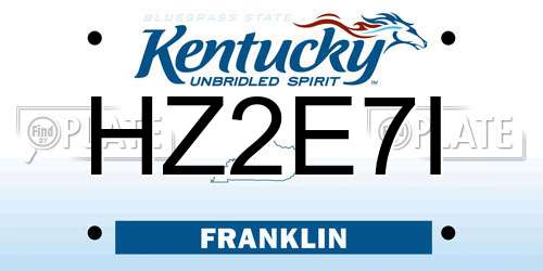 HZ2E7I Kentucky License Plate