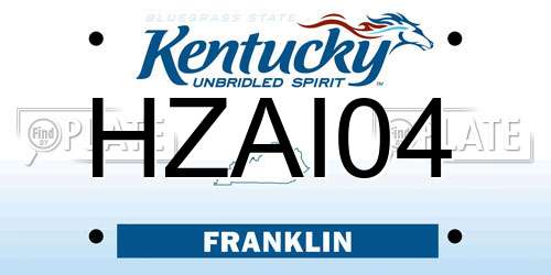 HZAI04 Kentucky License Plate