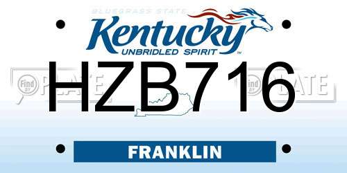 HZB716 Kentucky License Plate
