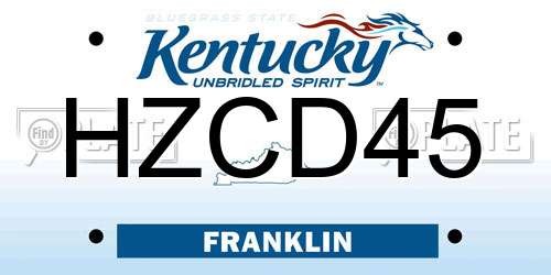 HZCD45 Kentucky License Plate
