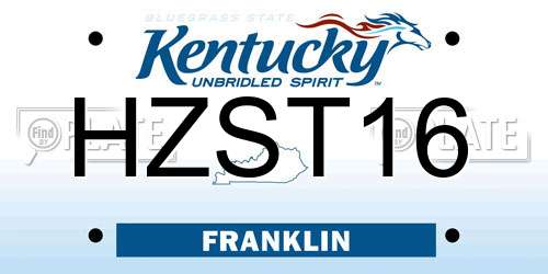 HZST16 Kentucky License Plate