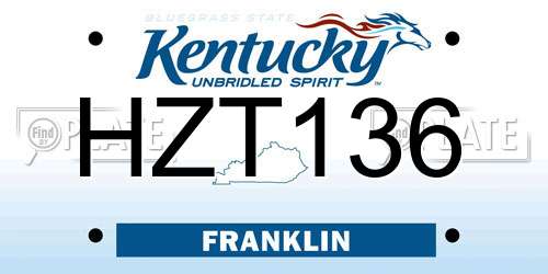 HZT136 Kentucky License Plate