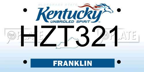HZT321 Kentucky License Plate