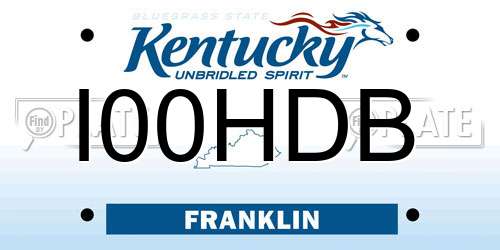 I00HDB Kentucky License Plate