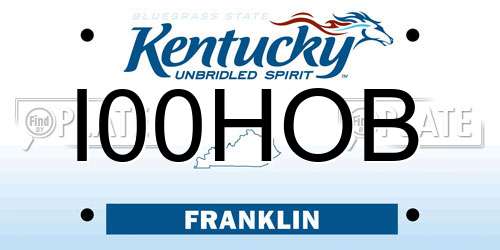 I00HOB Kentucky License Plate