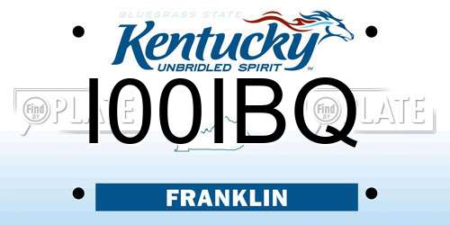 I00IBQ Kentucky License Plate