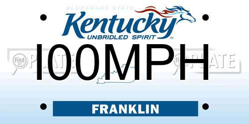 I00MPH Kentucky License Plate
