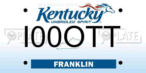 I00OTT Kentucky License Plate