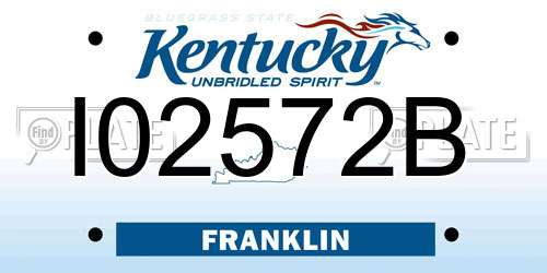 I02572B Kentucky License Plate