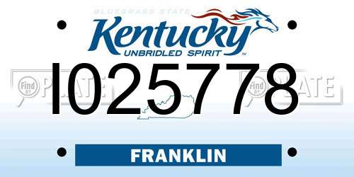 I025778 Kentucky License Plate