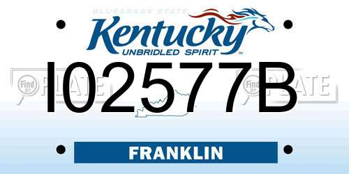 I02577B Kentucky License Plate