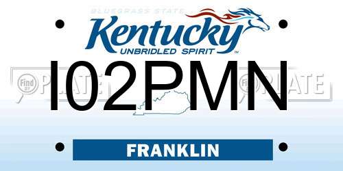 I02PMN Kentucky License Plate