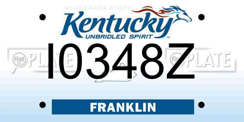 I0348Z Kentucky License Plate