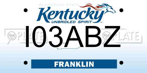 I03ABZ Kentucky License Plate