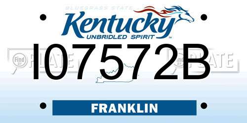 I07572B Kentucky License Plate