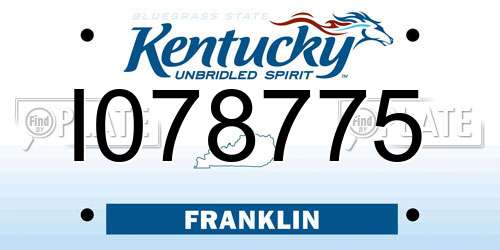 I078775 Kentucky License Plate