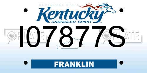 I07877S Kentucky License Plate