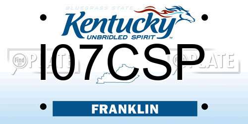 I07CSP Kentucky License Plate