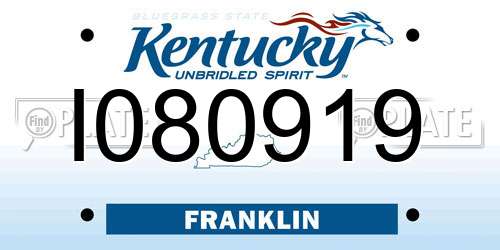 I080919 Kentucky License Plate