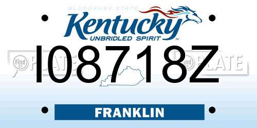 I08718Z Kentucky License Plate