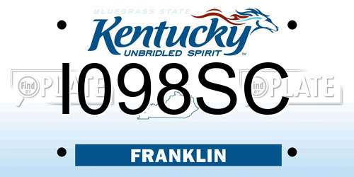 I098SC Kentucky License Plate