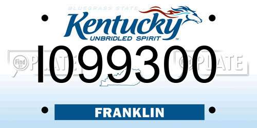 I099300 Kentucky License Plate