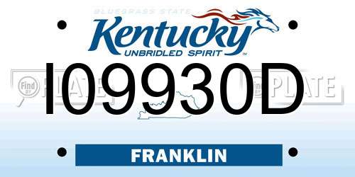 I09930D Kentucky License Plate
