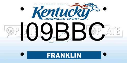 I09BBC Kentucky License Plate