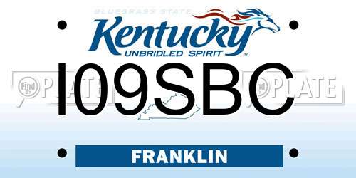 I09SBC Kentucky License Plate