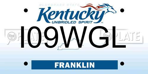 I09WGL Kentucky License Plate