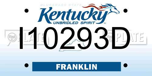 I10293D Kentucky License Plate