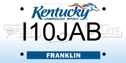 I10JAB Kentucky License Plate