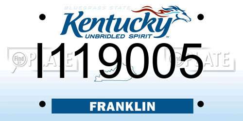 I119005 Kentucky License Plate