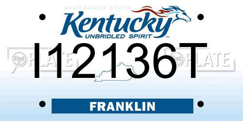I12136T Kentucky License Plate