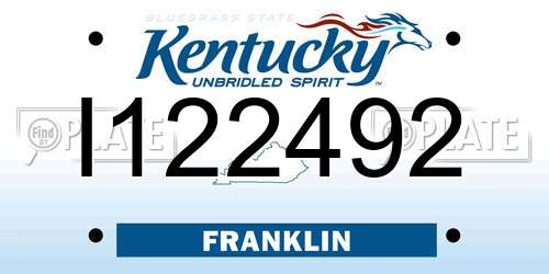 I122492 Kentucky License Plate