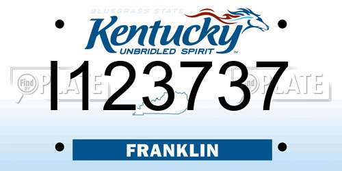 I123737 Kentucky License Plate