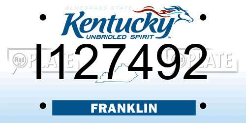 I127492 Kentucky License Plate