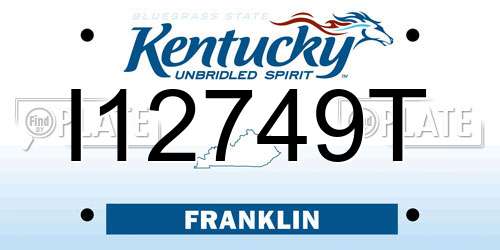 I12749T Kentucky License Plate