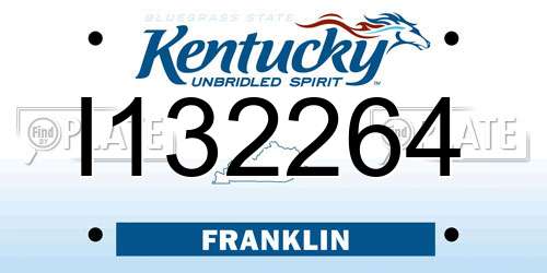 I132264 Kentucky License Plate