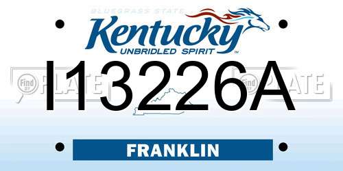 I13226A Kentucky License Plate