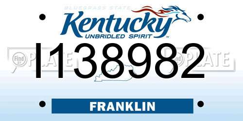 I138982 Kentucky License Plate