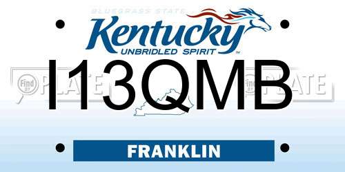 I13QMB Kentucky License Plate