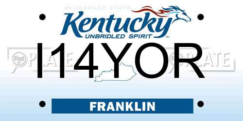 I14YOR Kentucky License Plate