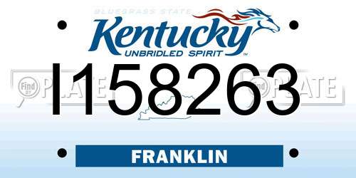 I158263 Kentucky License Plate